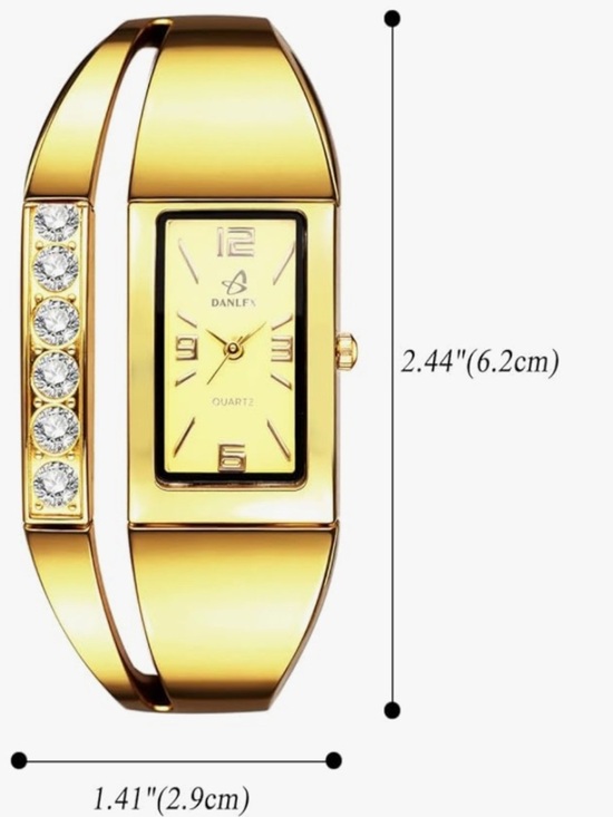 Anthropologie Gold-Tone Crystal Accent Bangle Watch main image 5